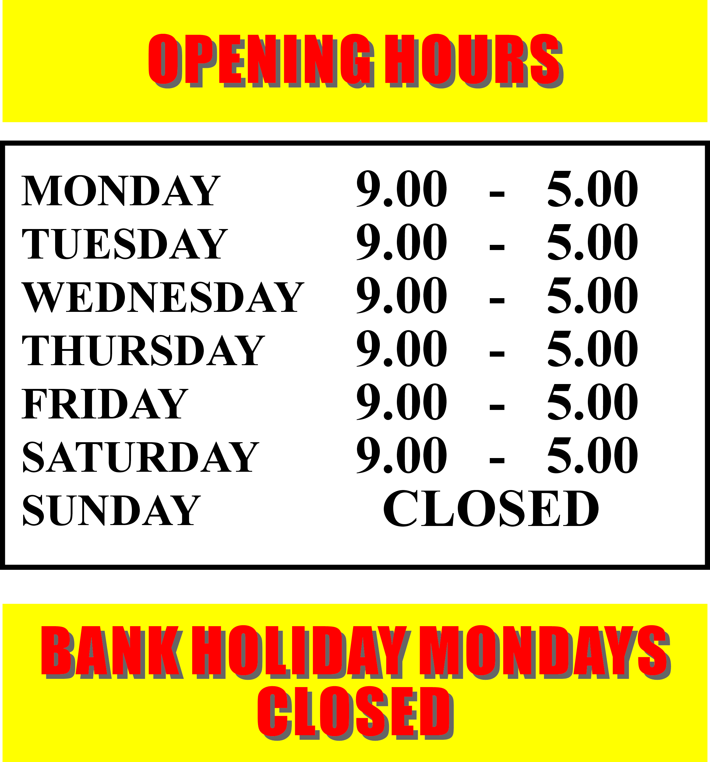 Opening hours